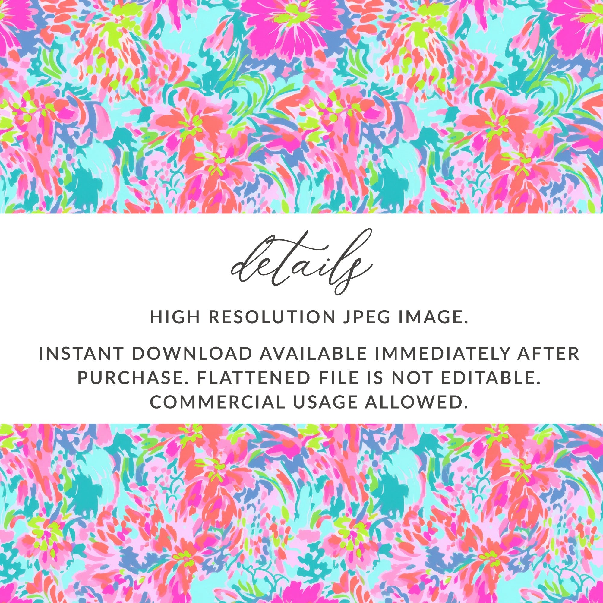 Floral pattern with text about high resolution JPEG download.