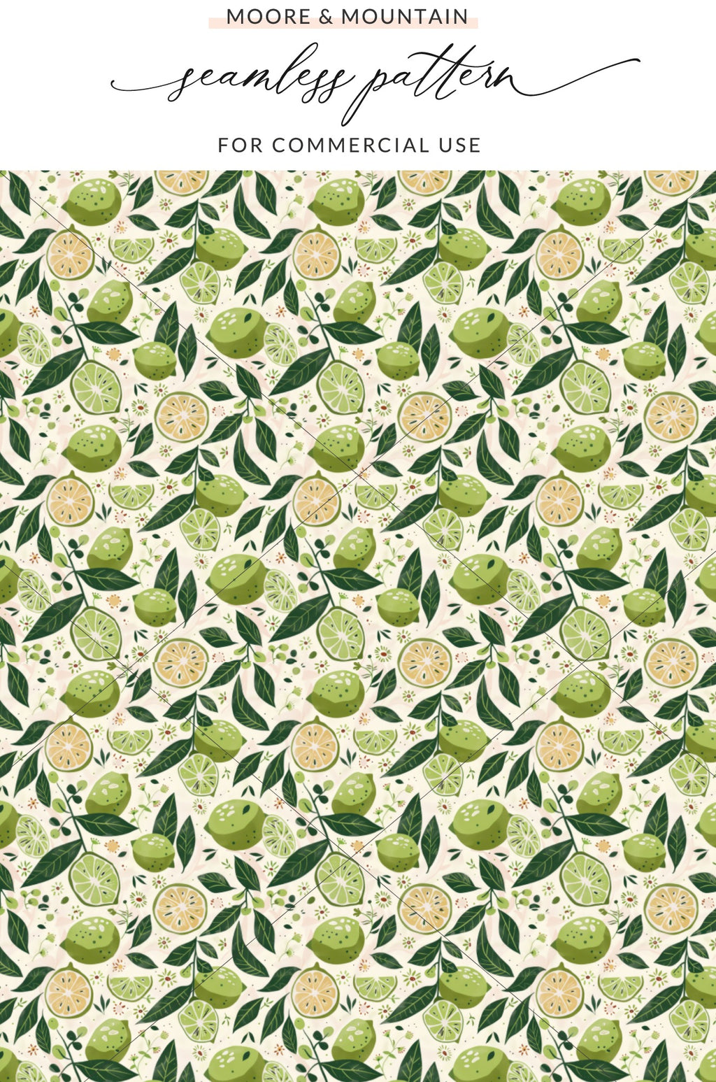 Fresh Citrus Green Seamless Pattern for Commercial Use