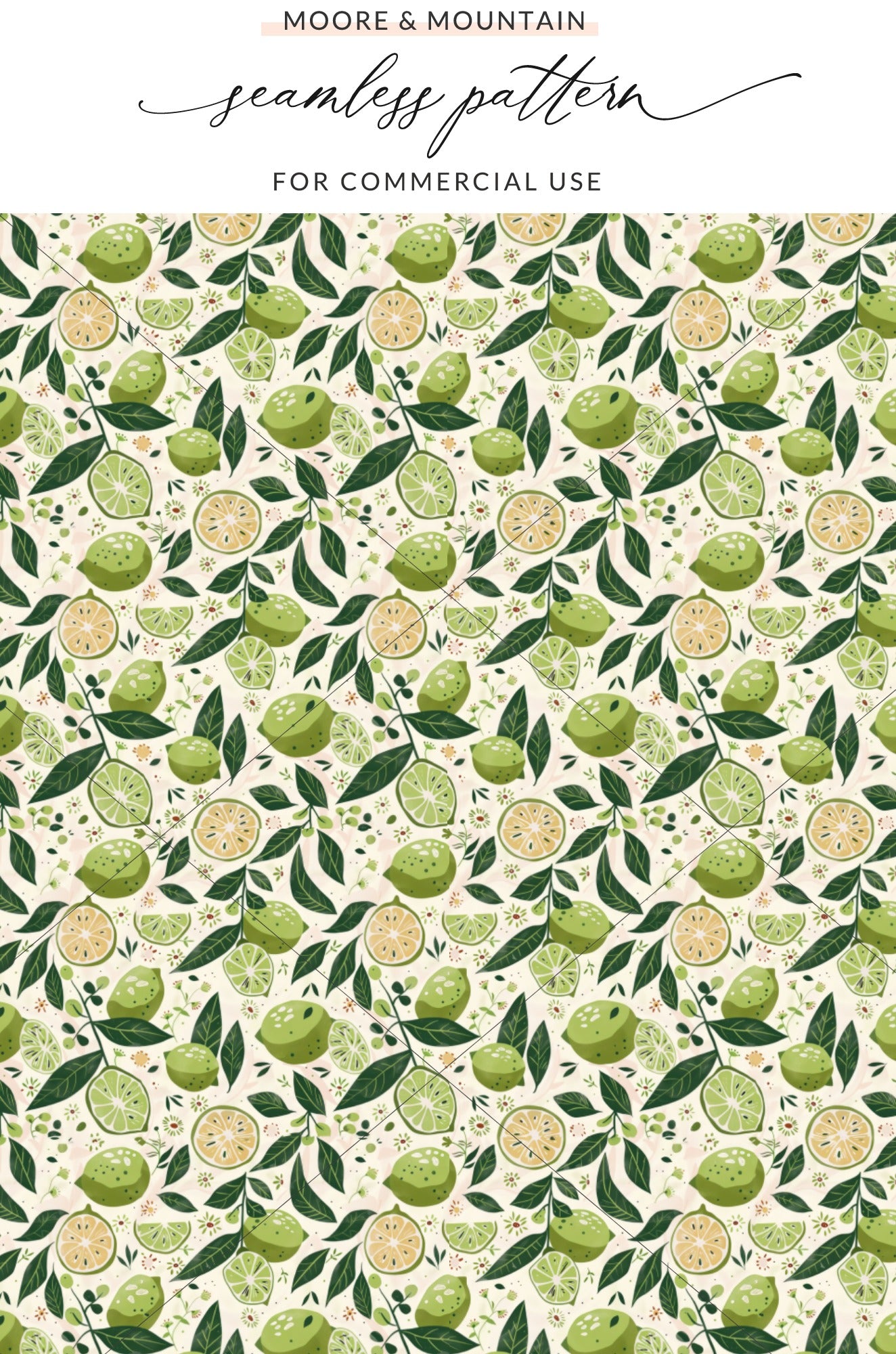 Fresh Citrus Green Seamless Pattern for Commercial Use