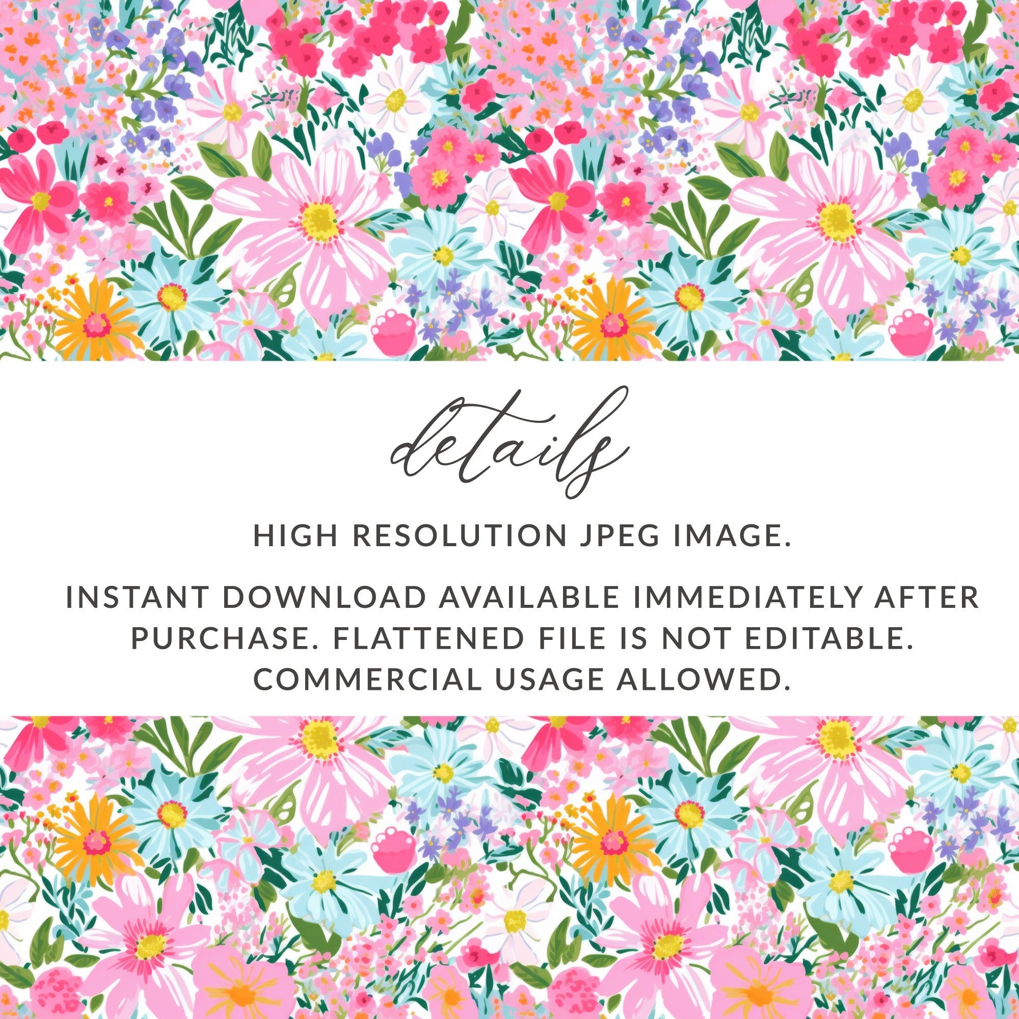 Colorful High Resolution Floral Pattern Instant Download