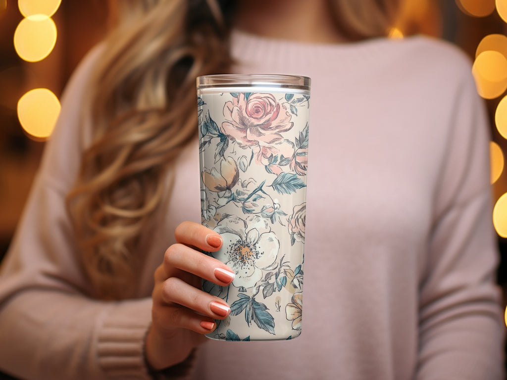 Floral Design Insulated Tumbler for Hot and Cold Drinks