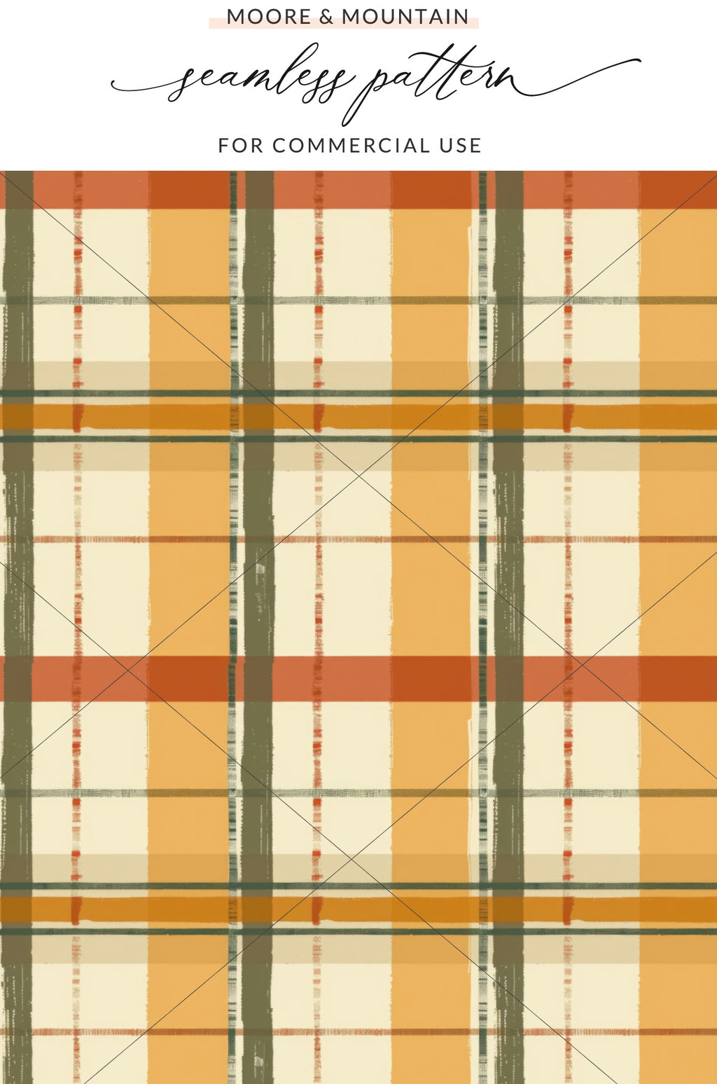 Orange and Beige Plaid Seamless Pattern Design