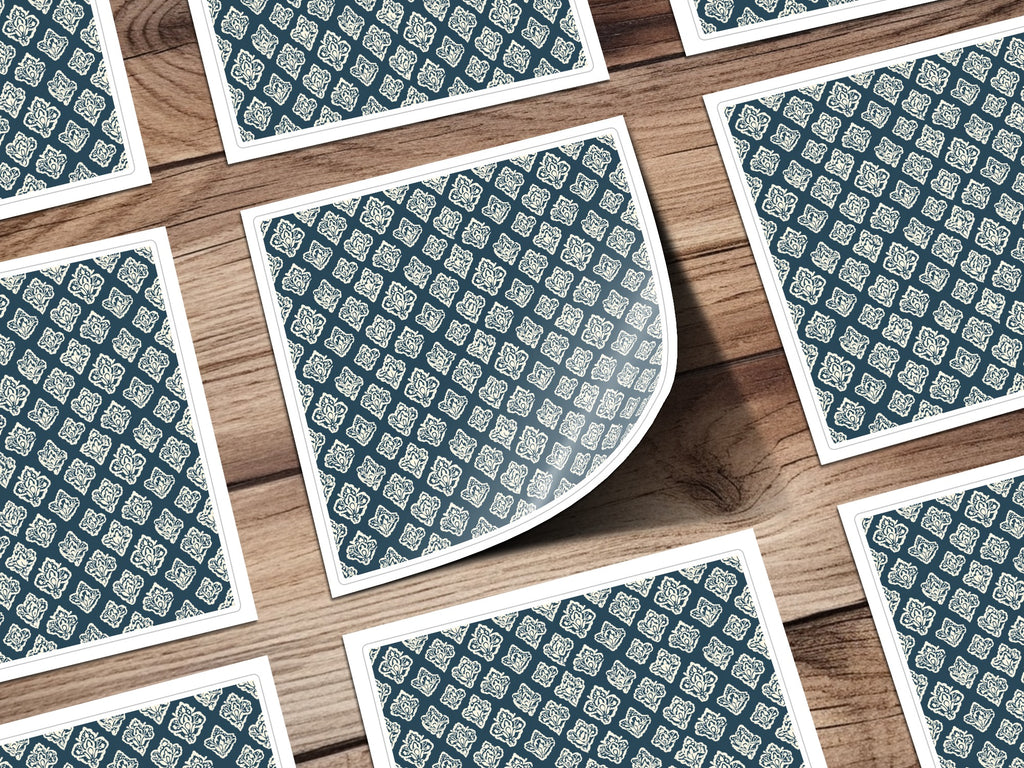 Blue and White Floral Pattern Design Sticker Decals