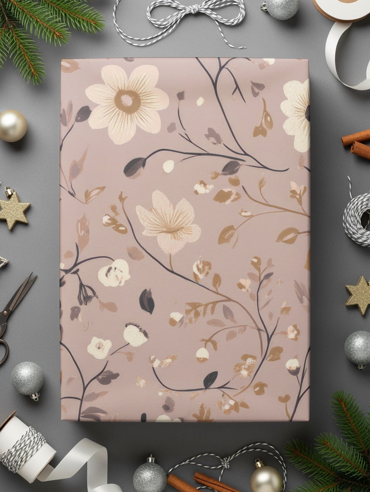 Floral Wrapping Paper with Elegant Pastel Design