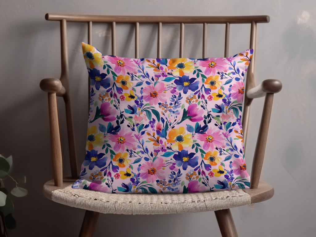 Colorful Floral Print Throw Pillow for Home Decor