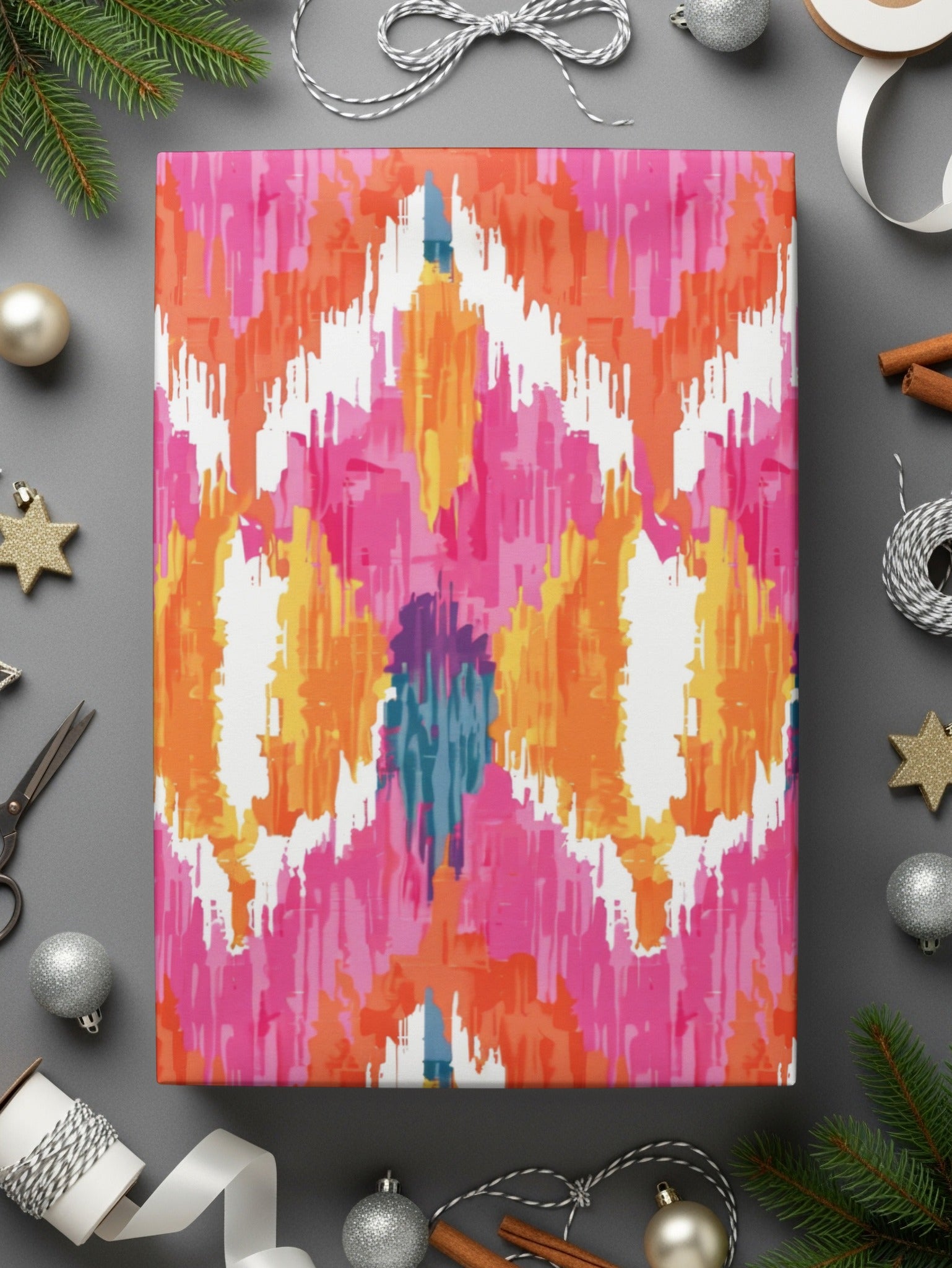Vibrant Abstract Pink and Orange Gift Wrap Paper