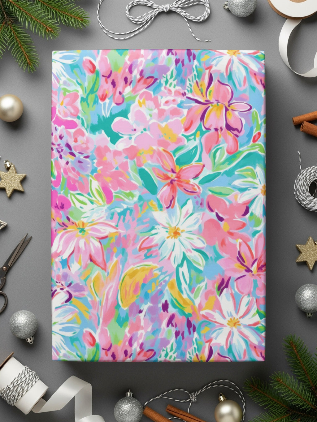 Vibrant Floral Design Gift Wrap for Festive Occasions
