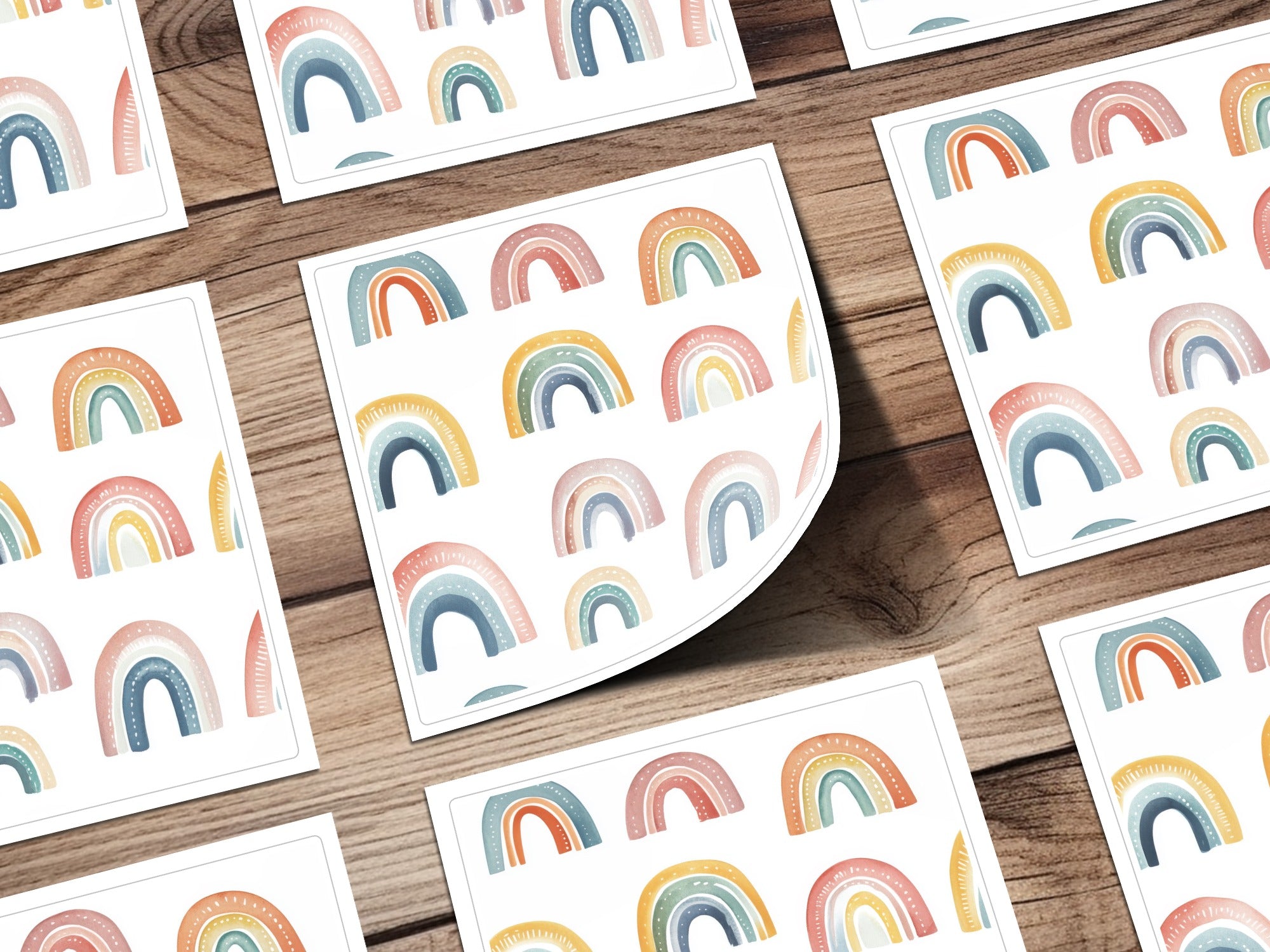Colorful Rainbow Pattern Art Design on Sticker Sheet