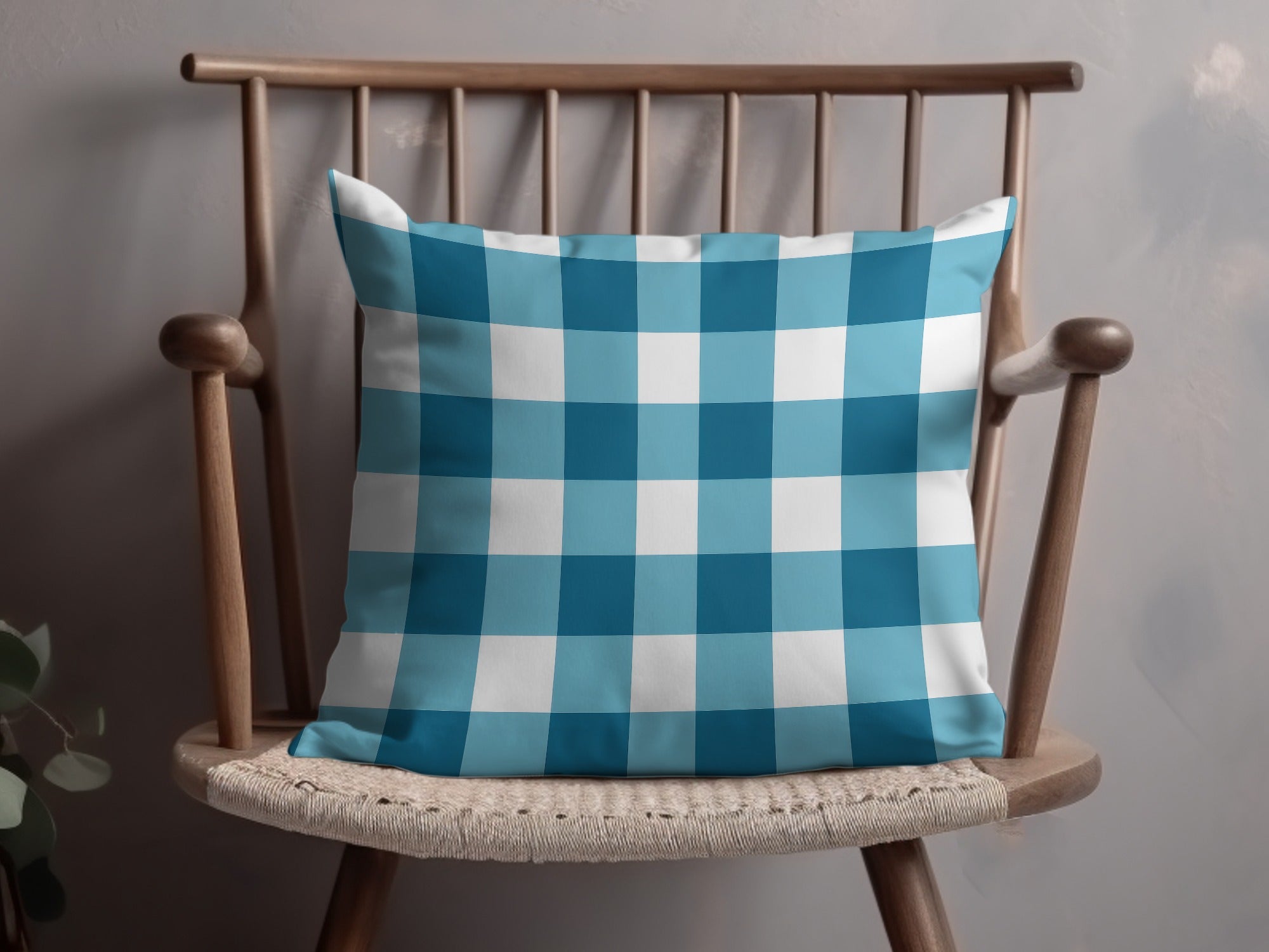 Blue and White Checkered Decorative Pillow product