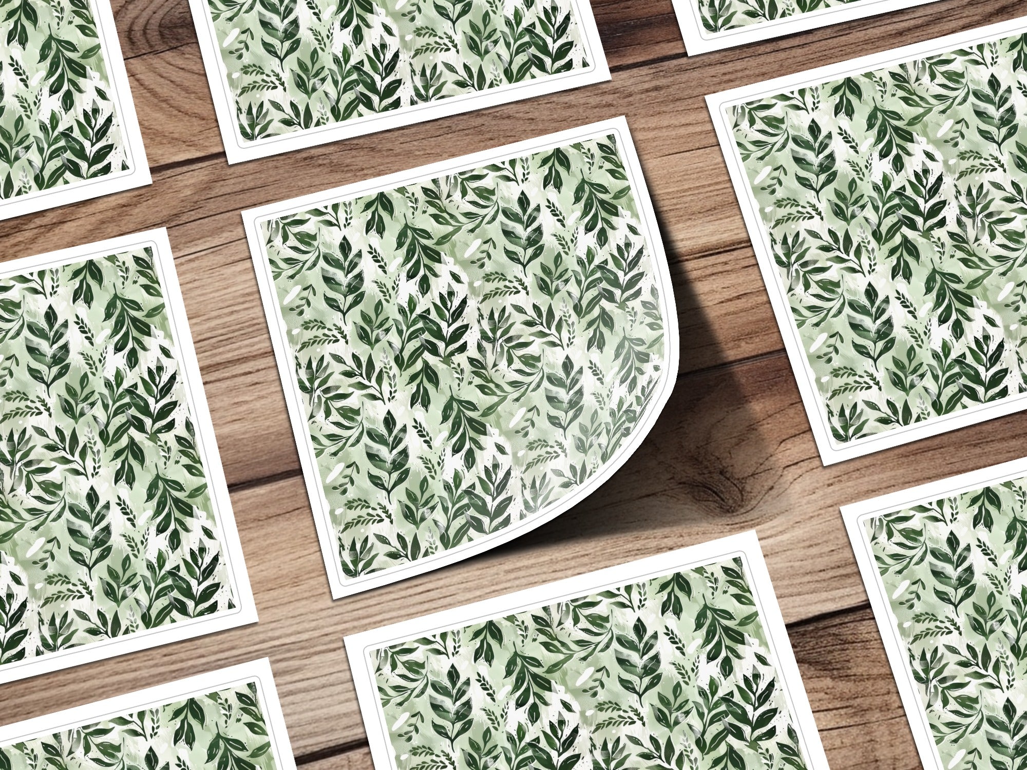Green Leaf Pattern Waterproof Stickers Pack