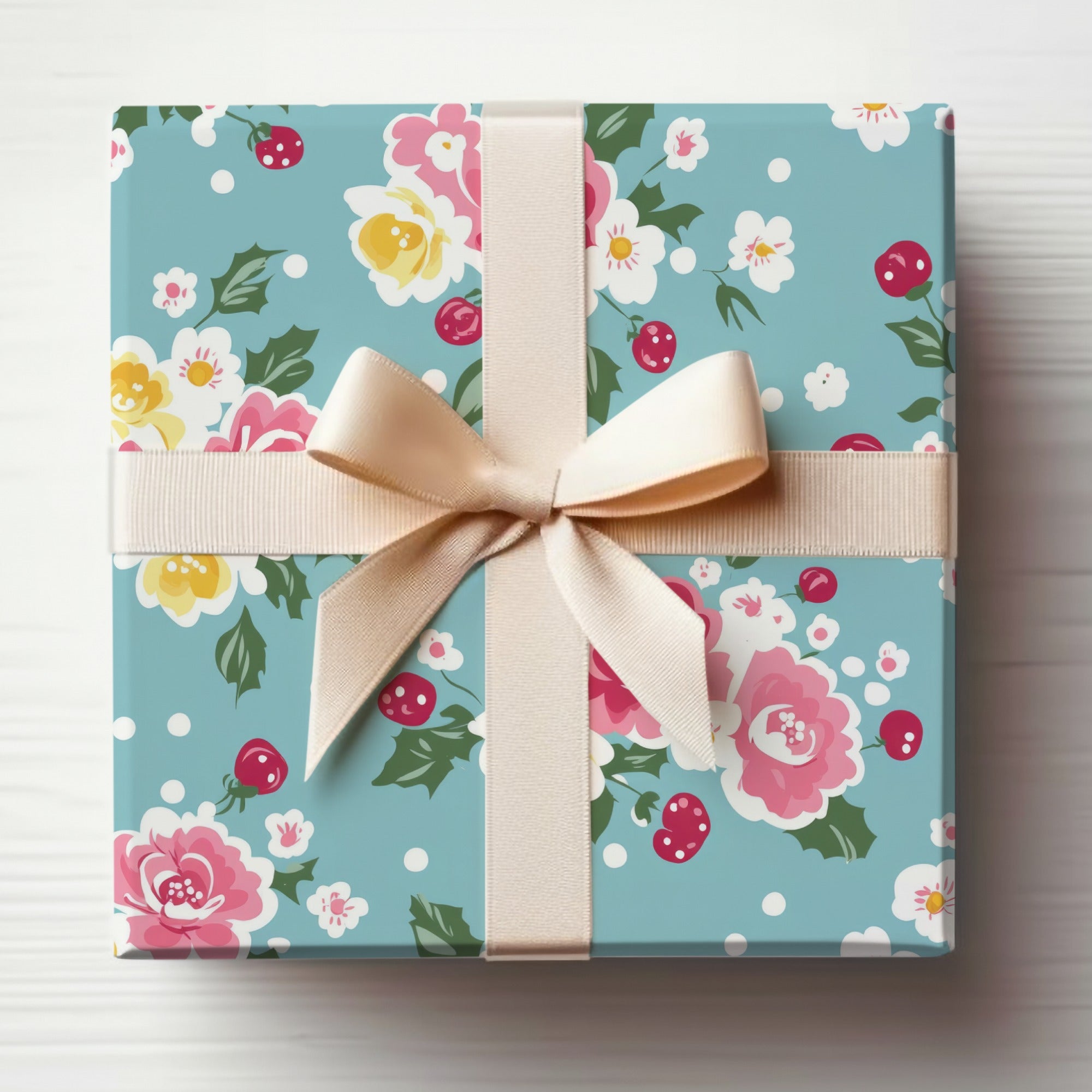 Floral Patterned Gift Box with Bow Design Gift Product