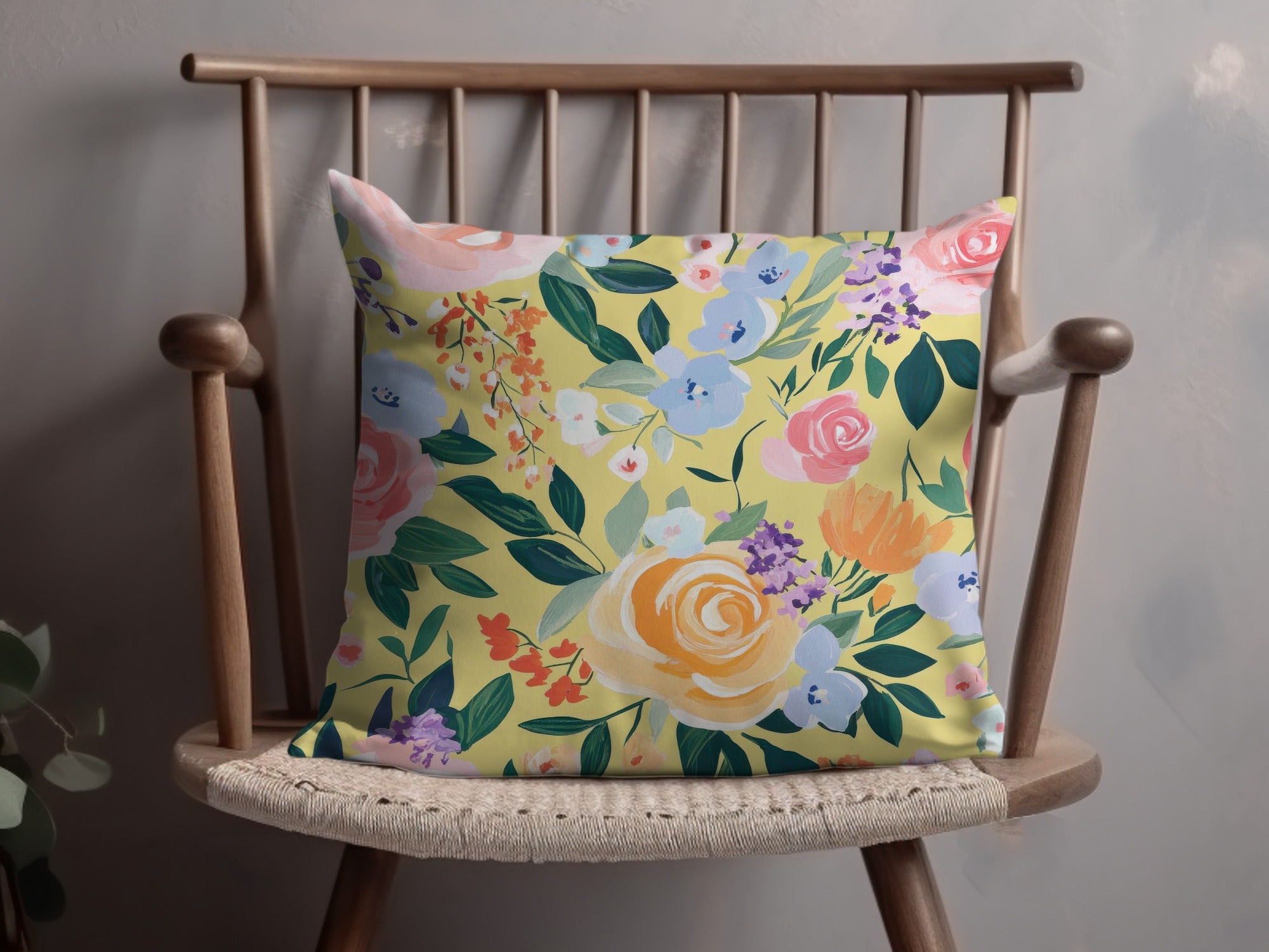 Yellow Acrylic Seamless Pattern, Abstract Floral Digital Paper, Modern Gouache Painted Background, Fine Art Floral Design, Spring Ditsy Art