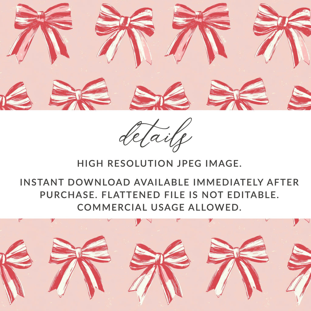 High Resolution Red Bow Pattern Instant Download Image