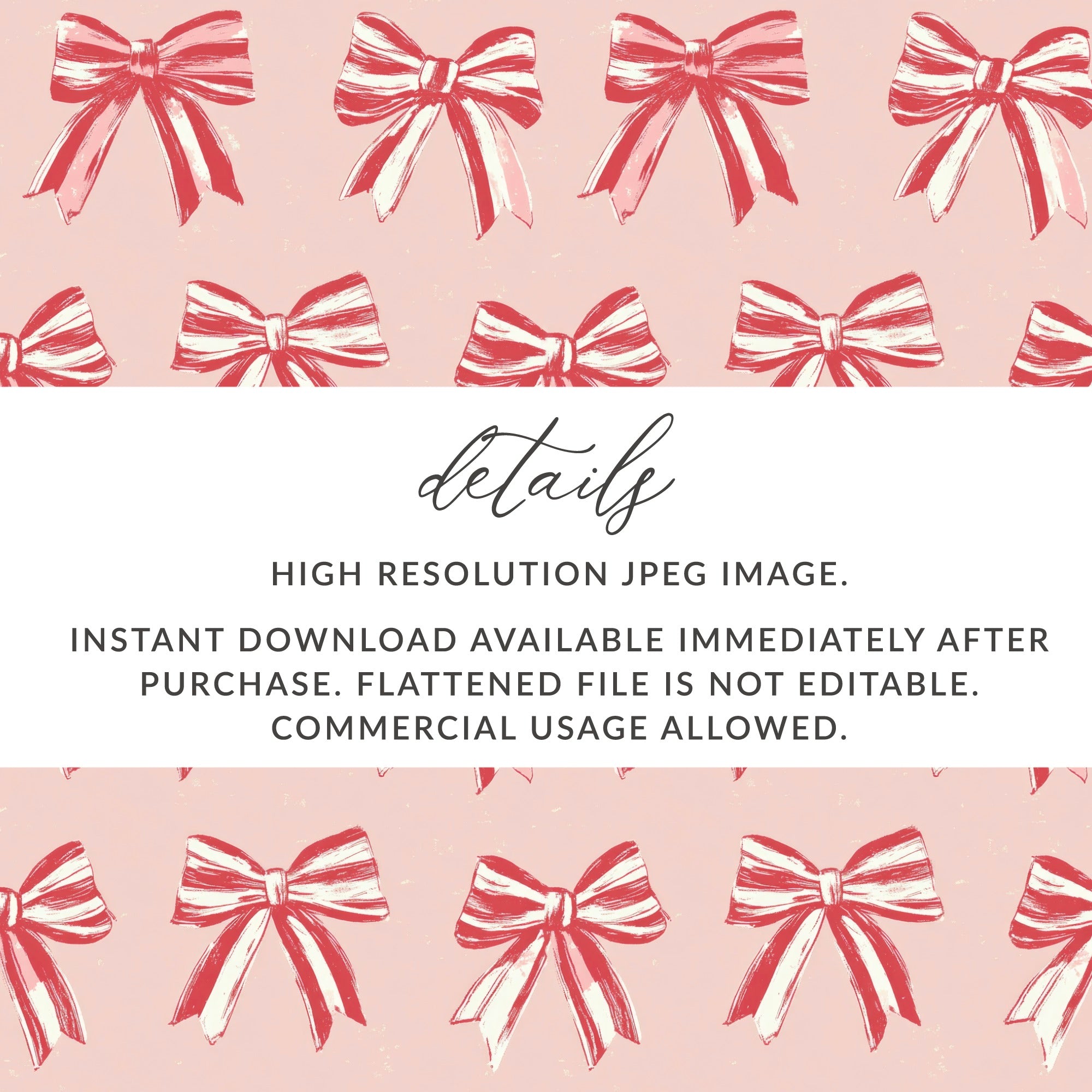 High Resolution Red Bow Pattern Instant Download Image