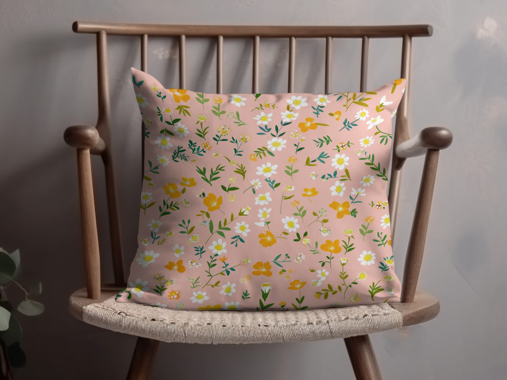 Floral Pillow With Yellow and White Flowers Design