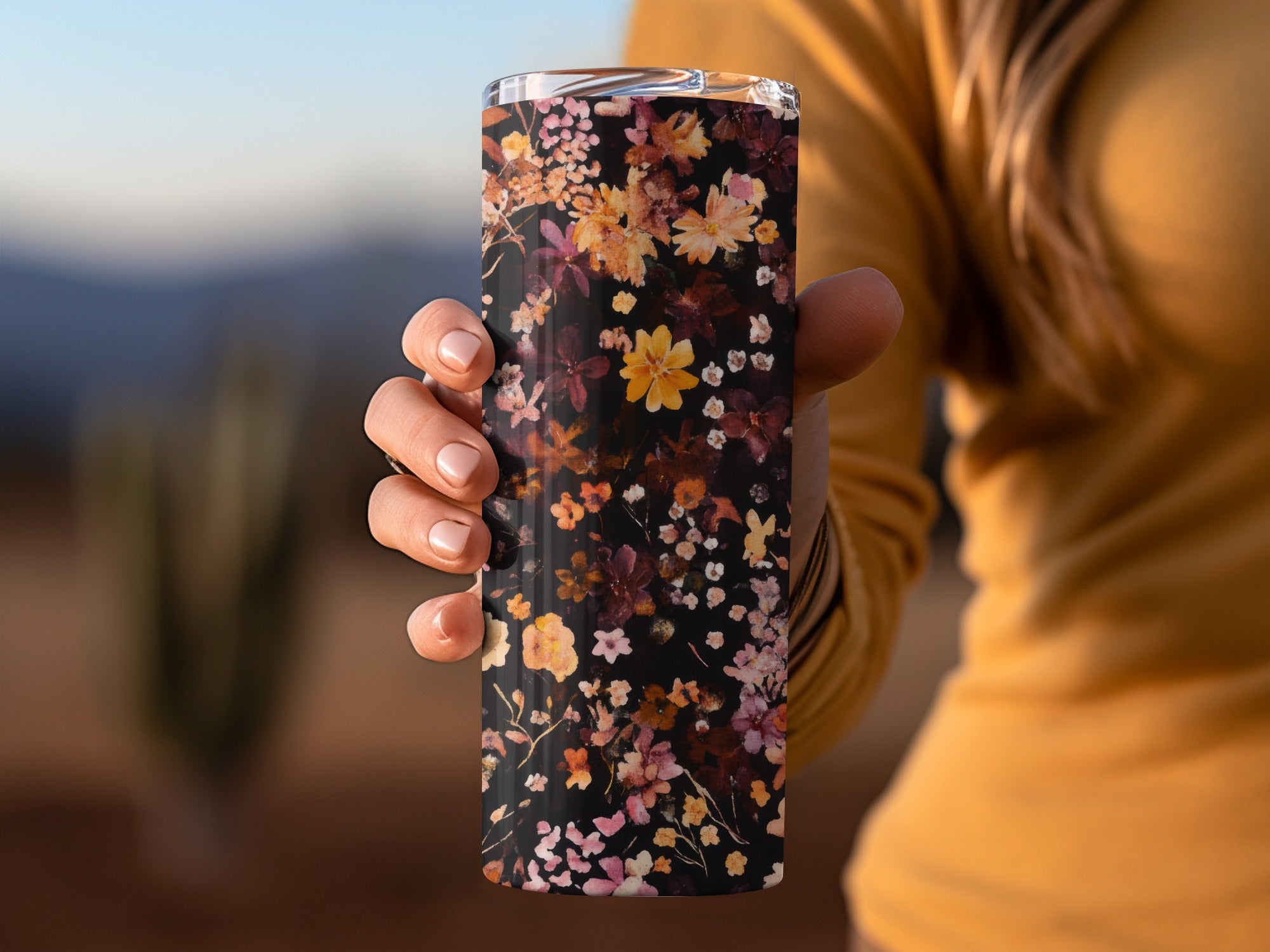 Floral Patterned Insulated Tumbler for Hot and Cold Drinks