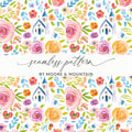 Colorful Floral and Church Seamless Pattern Product
