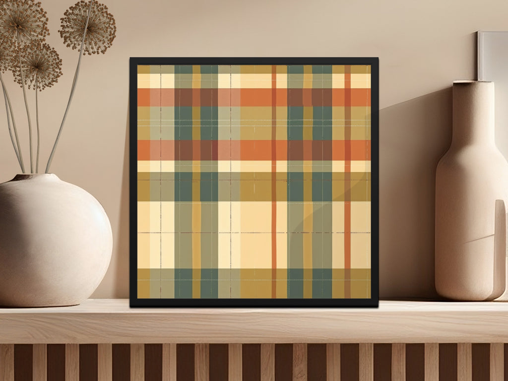 Earthy Tones Geometric Plaid Wall Art Product
