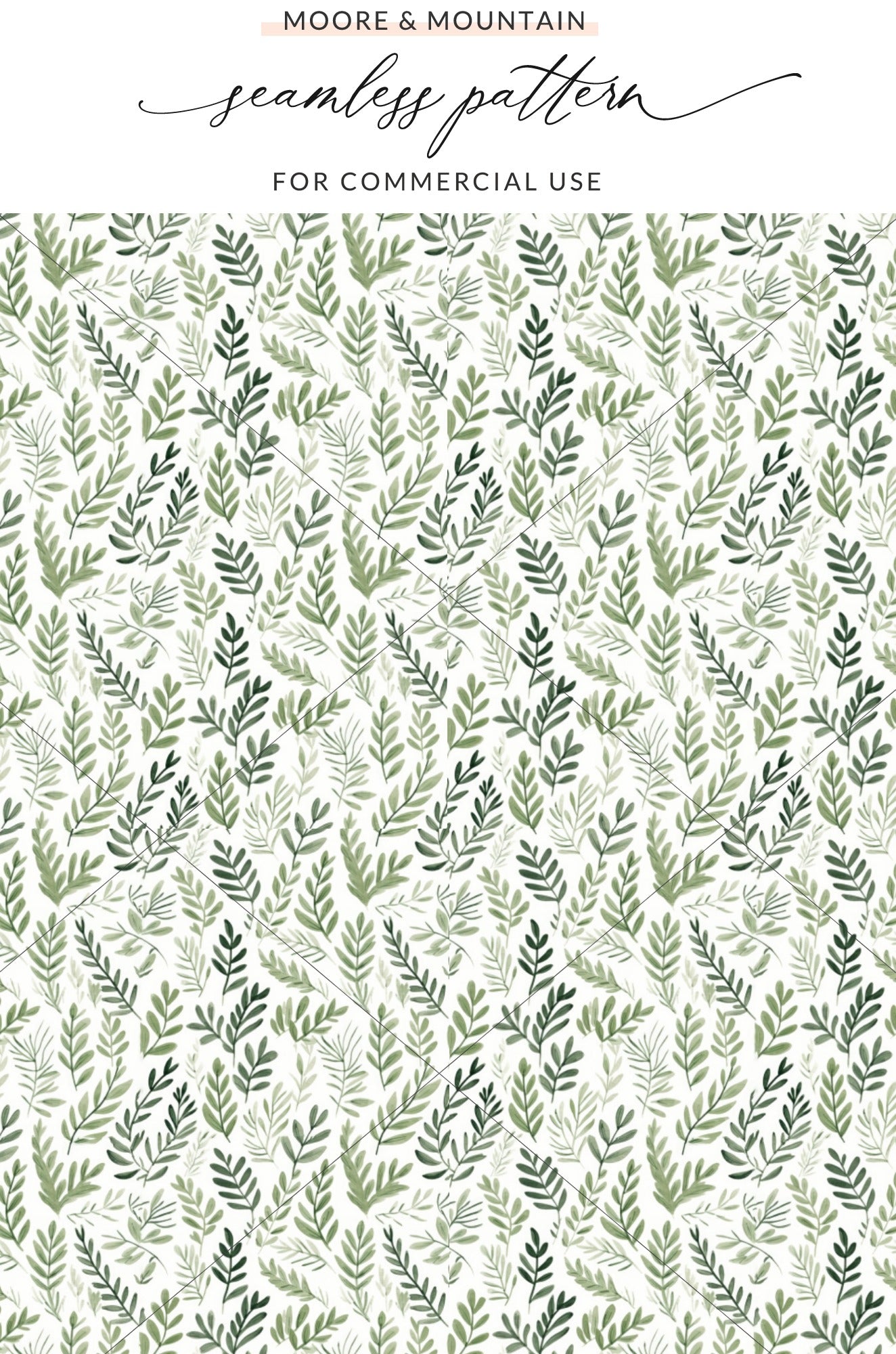 Seamless Green Foliage Pattern for Commercial Use