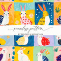 Colorful Hand-Painted Rabbit Seamless Pattern by Moore