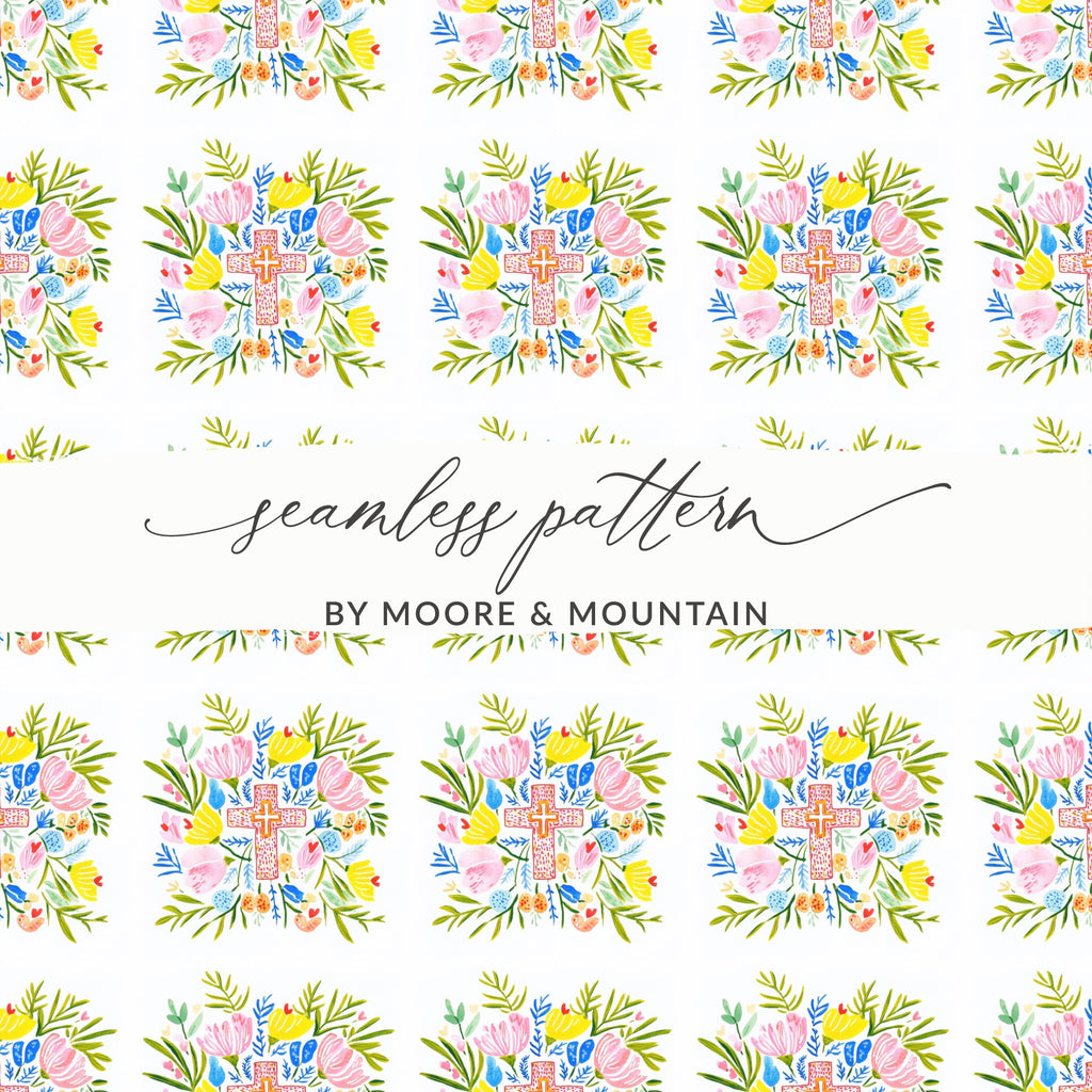 Watercolor Cross Floral Pattern BY Moore & Mountain product type