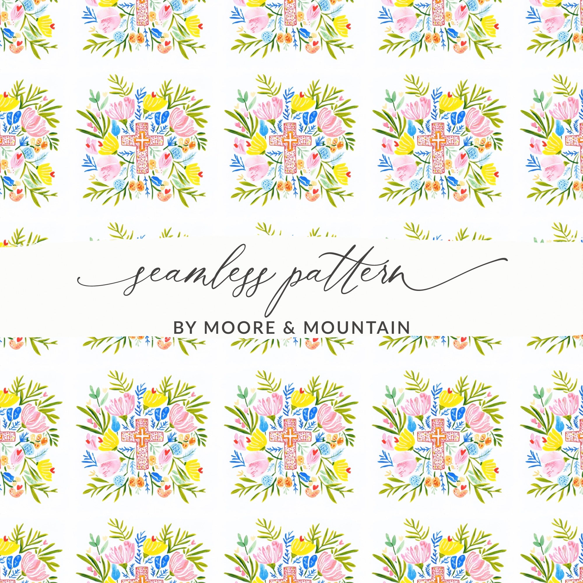 Watercolor Cross Floral Pattern BY Moore & Mountain product type