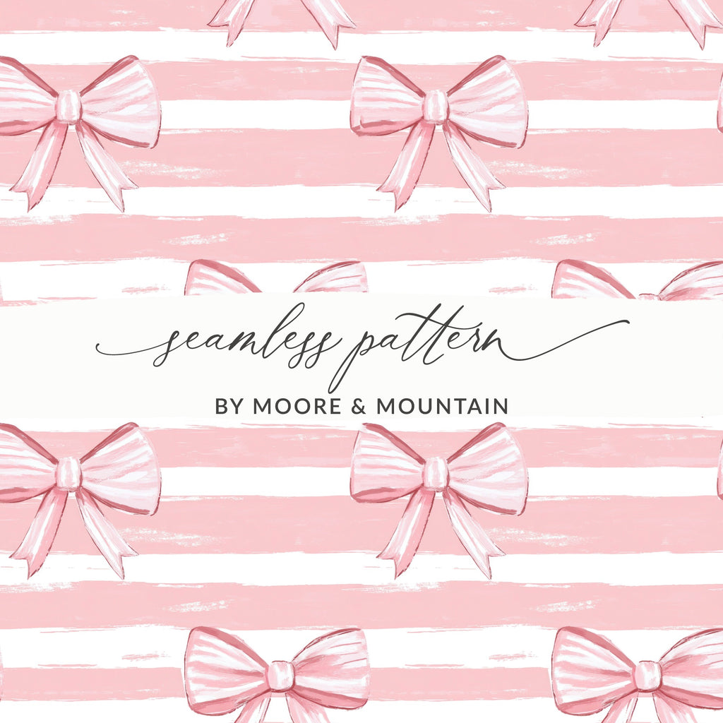 Pink Bow Stripes Seamless Pattern Design by Moore & Mountain