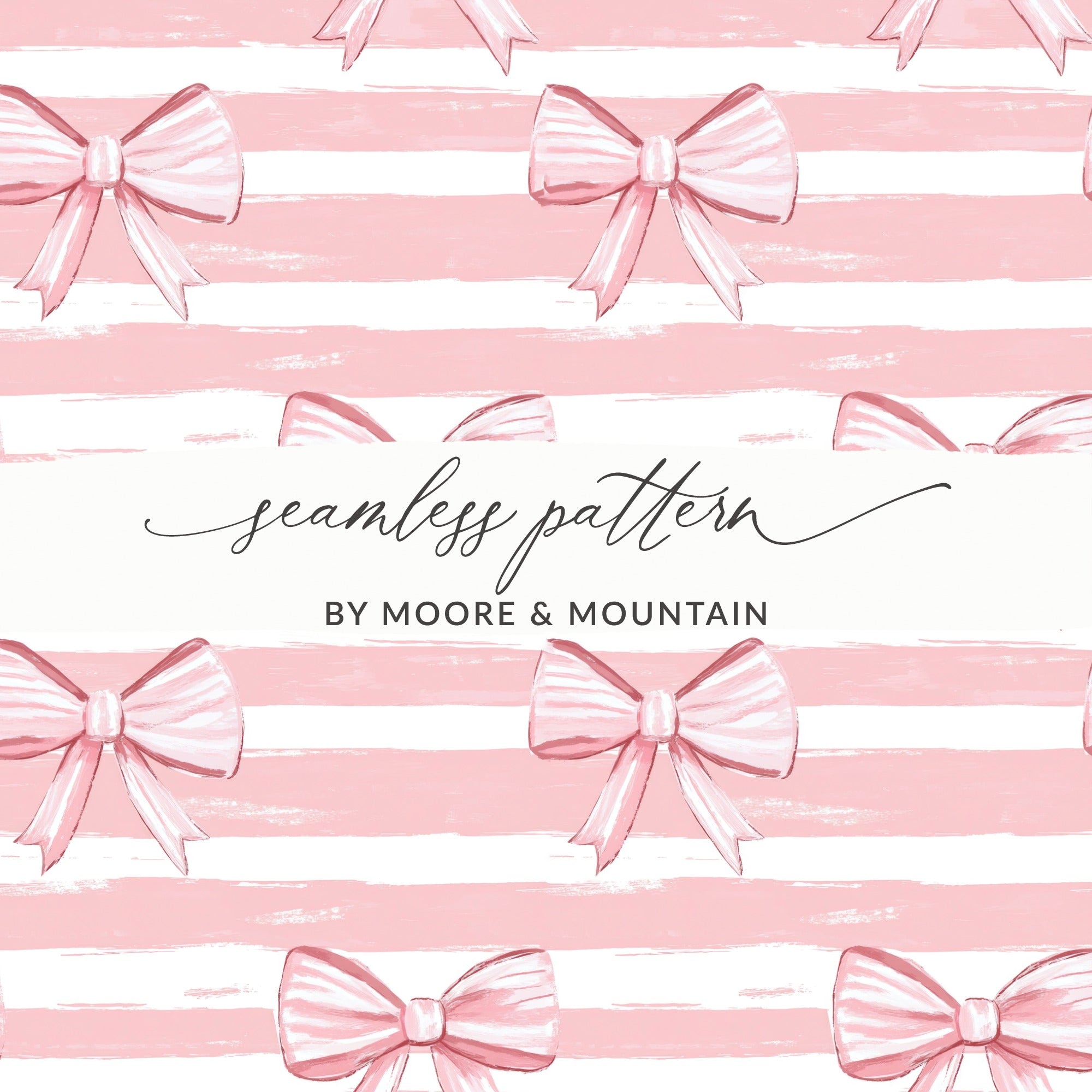 Pink Bow Stripes Seamless Pattern Design by Moore & Mountain
