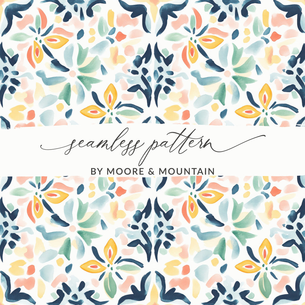 Abstract Watercolor Floral Seamless Pattern BY MOORE & MOUNTAIN product type
