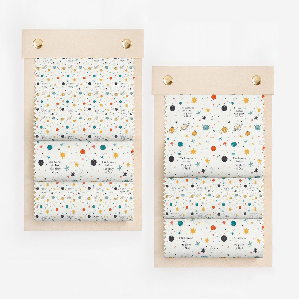 Colorful Stars and Planets Patterned Fabric Print