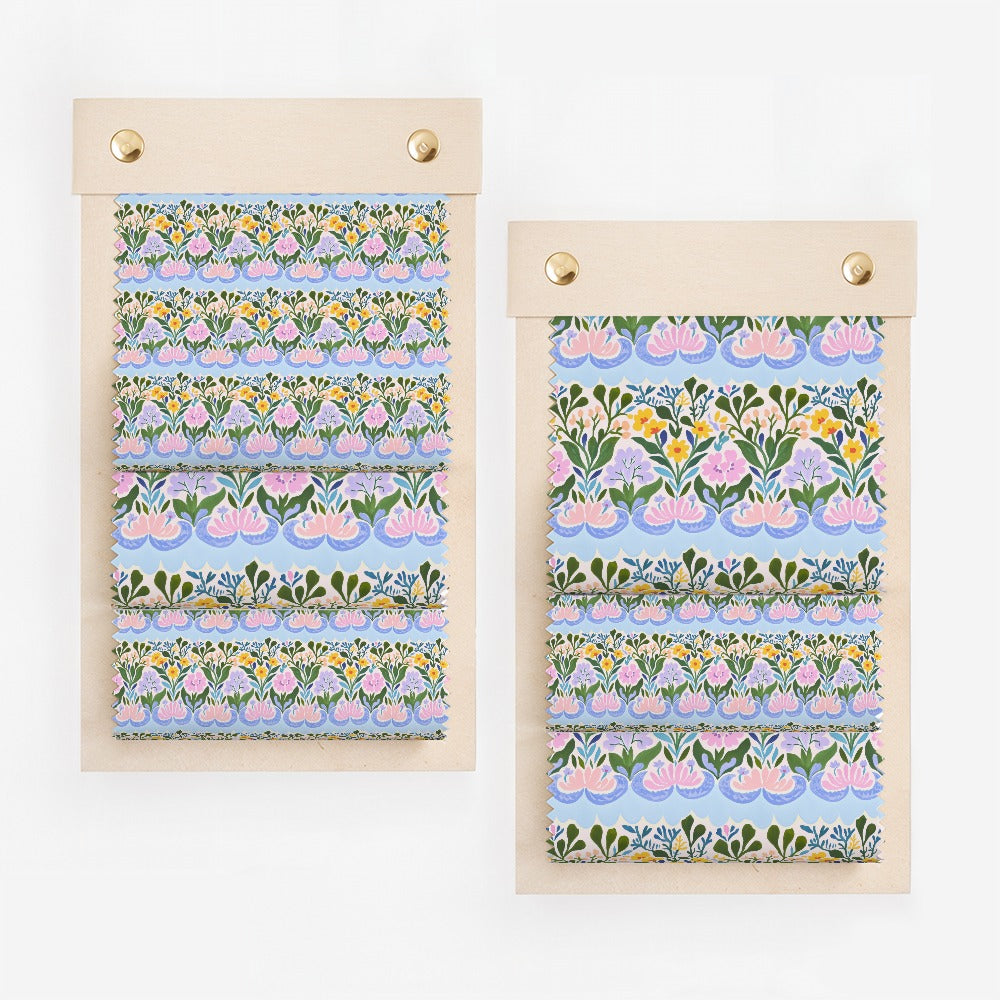 Vibrant Floral Patterned Fabric Swatch Display