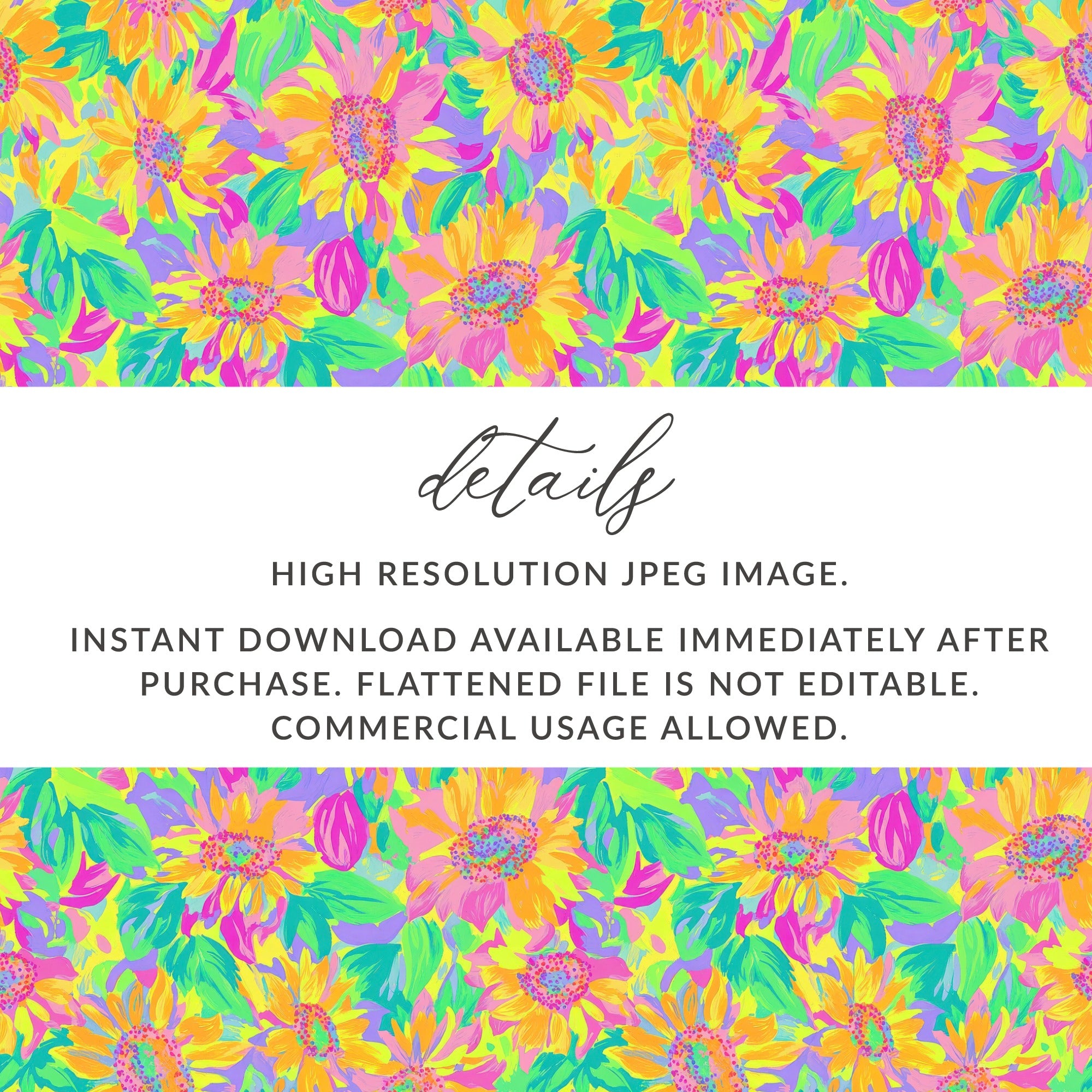 High Resolution Sunflower Pattern Digital Download