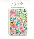 Rectangular watercolor artwork with pink cherry blossoms and a butterfly, featuring "Clip Art" and "BY MOORE & MOUNTAIN".
