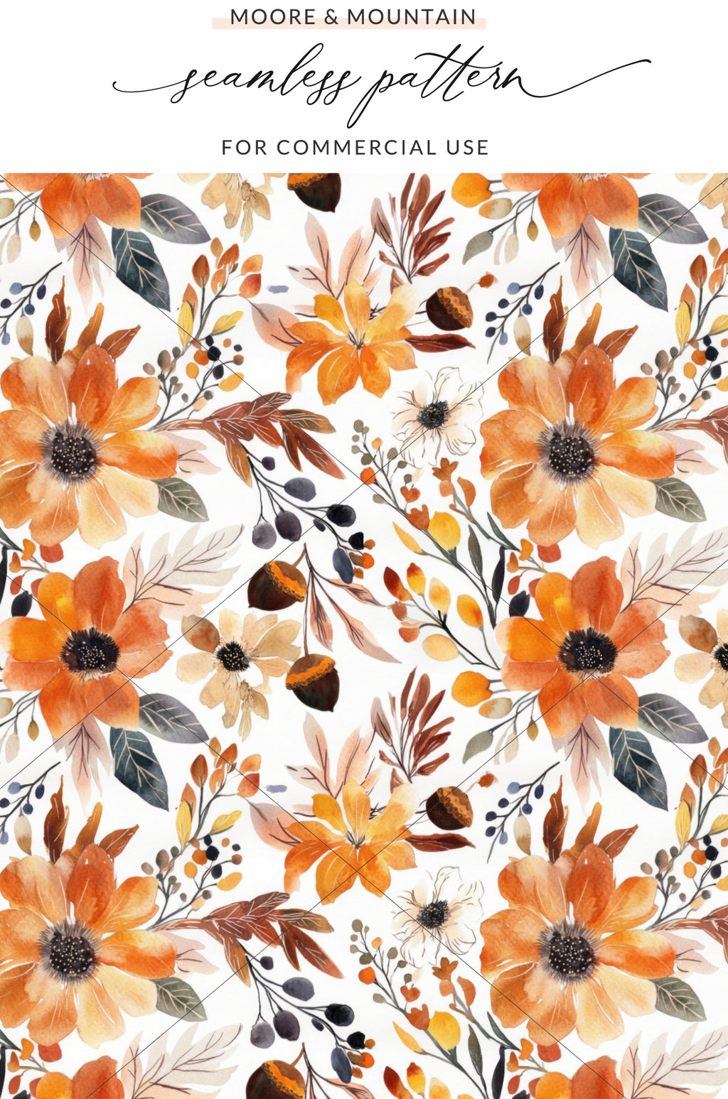 Autumn Floral Seamless Pattern for Commercial Use