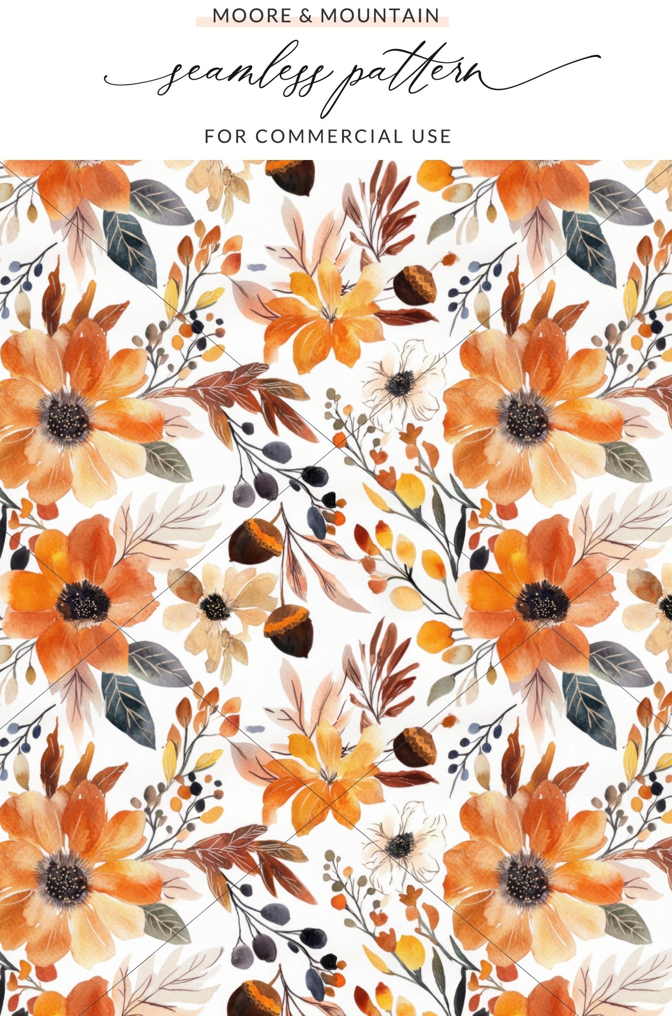Autumn Floral Seamless Pattern for Commercial Use