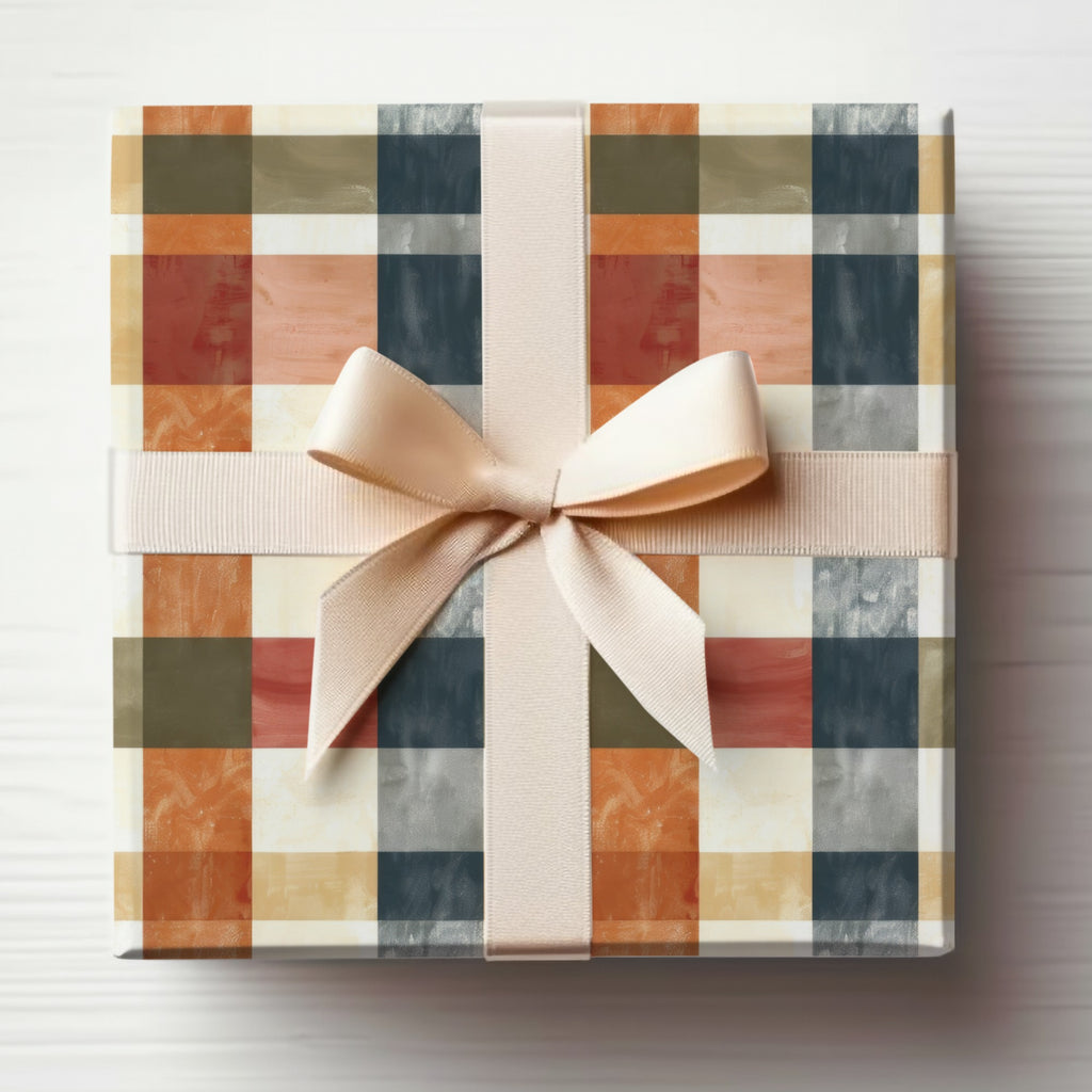 Elegant Plaid Patterned Gift Box with Ribbon bow