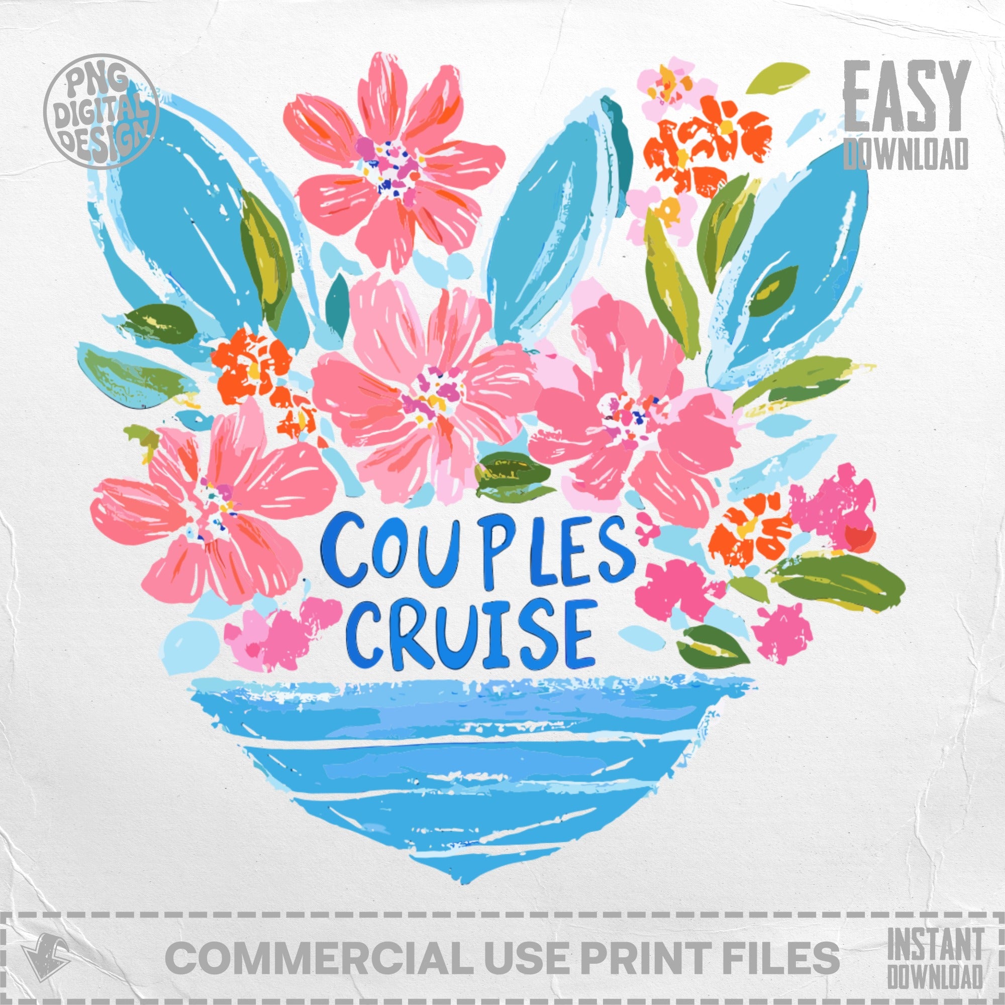 Floral heart with "Couples Cruise" text and "Easy Download" at top right.