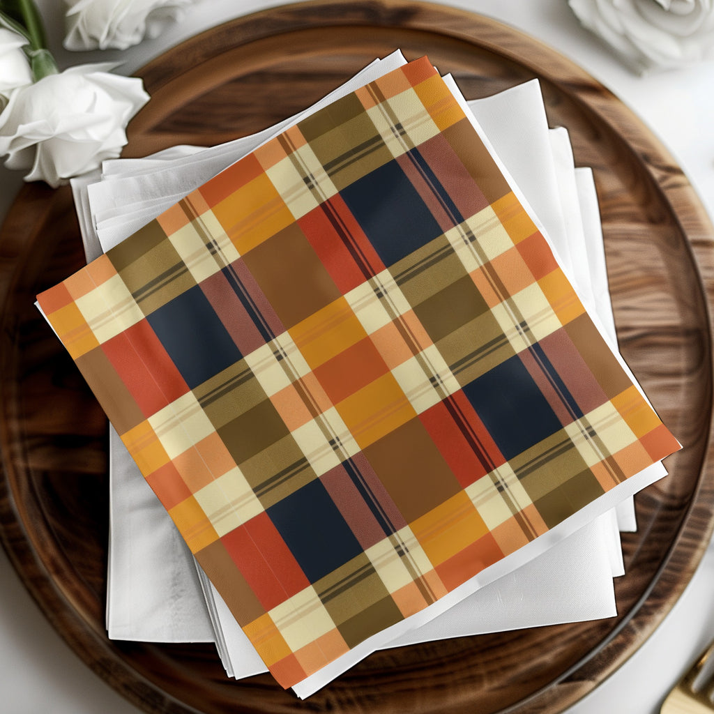 Vibrant Multicolored Rustic Plaid Table Napkins Set