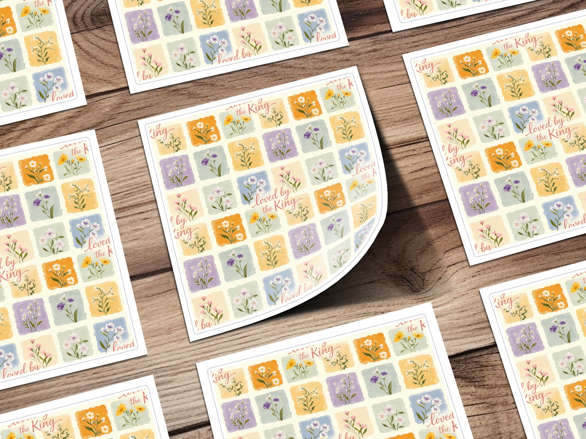 Floral Patterned Loved by the King Sticker Sheets