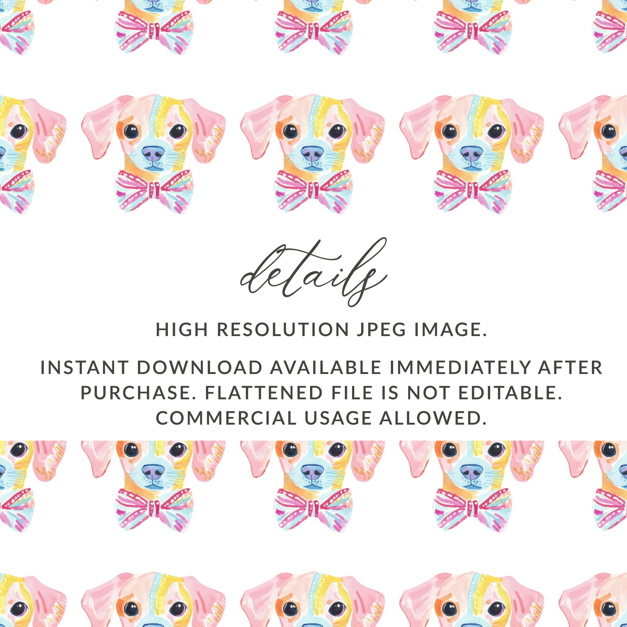 Watercolor Colorful Dog Puppy Bow Tie Pattern product type