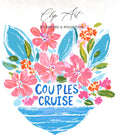 Floral bouquet with text "Couples Cruise by Moore & Mountain".