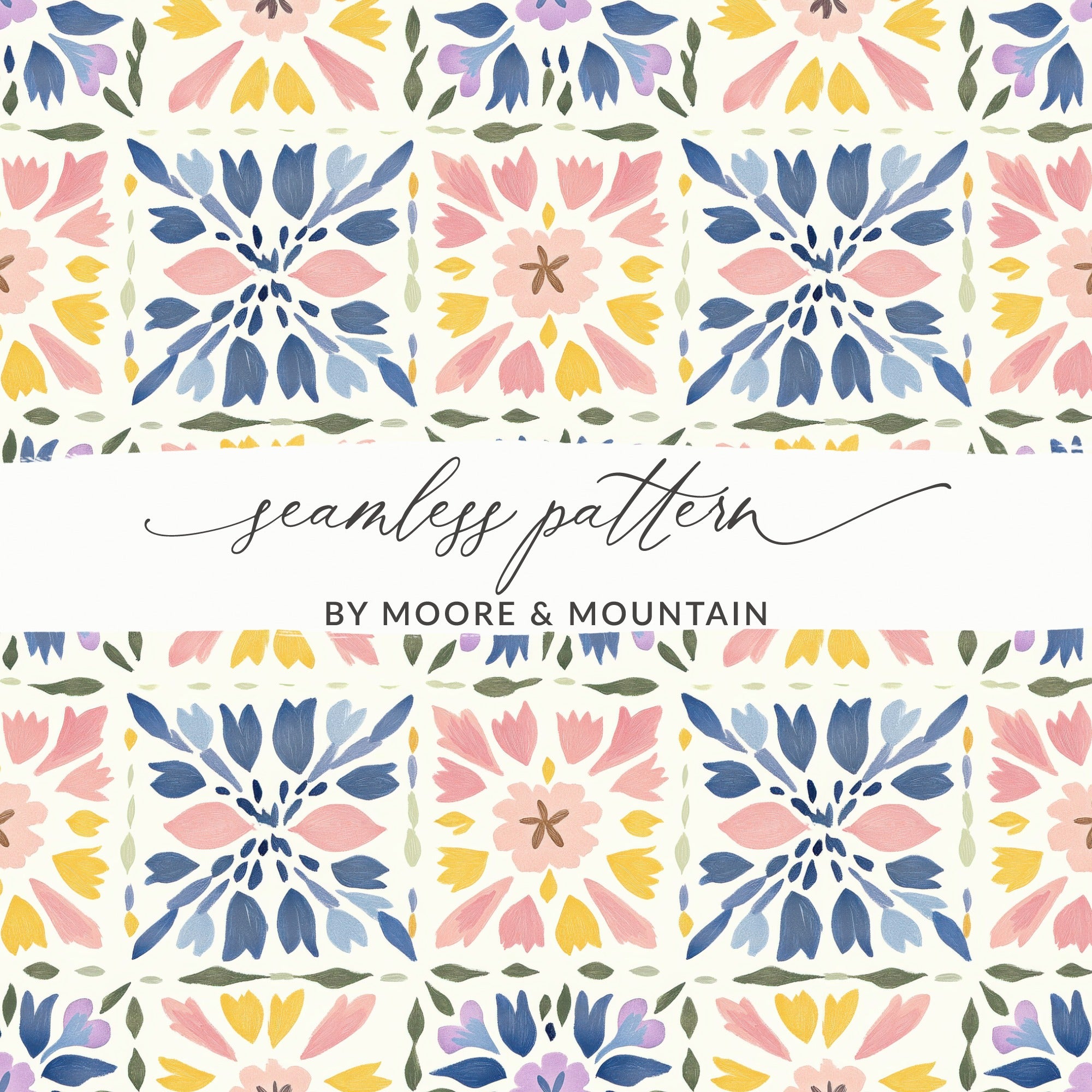 Floral Geometric Seamless Pattern by Moore & Mountain