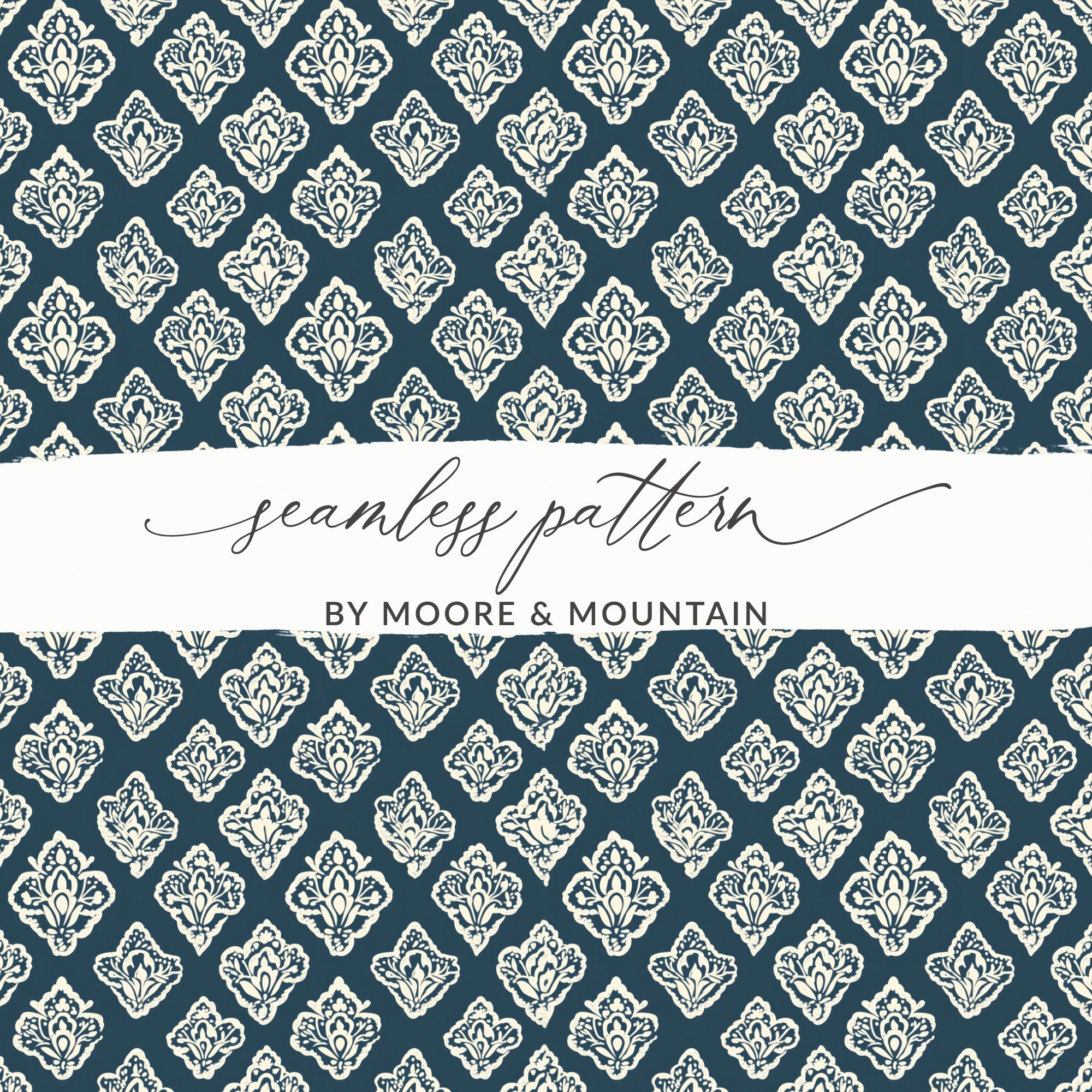 Elegant Floral Blue and White Seamless Pattern Design