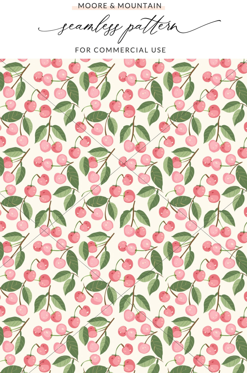 Pink Cherries Seamless Pattern for Commercial Use