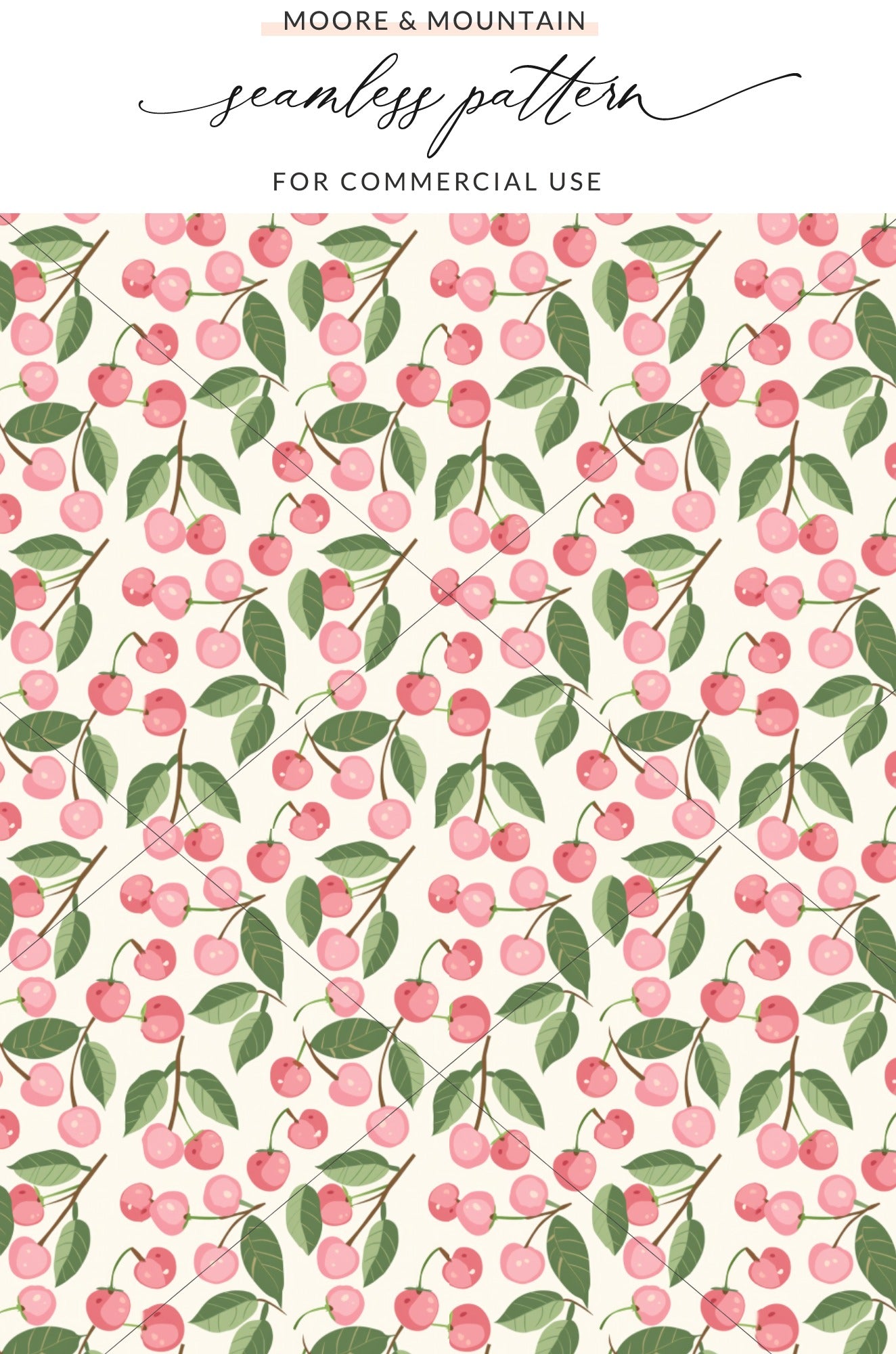 Pink Cherries Seamless Pattern for Commercial Use