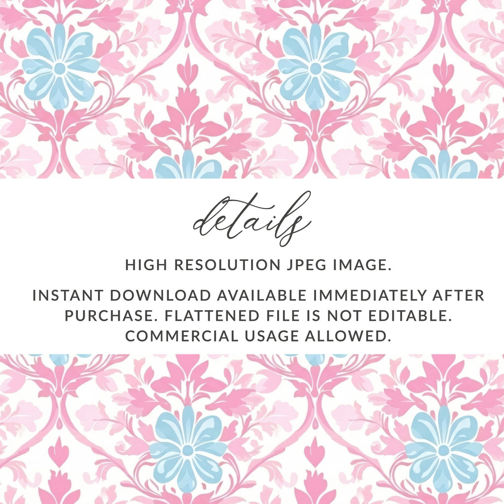 Floral background with text about image details and usage.