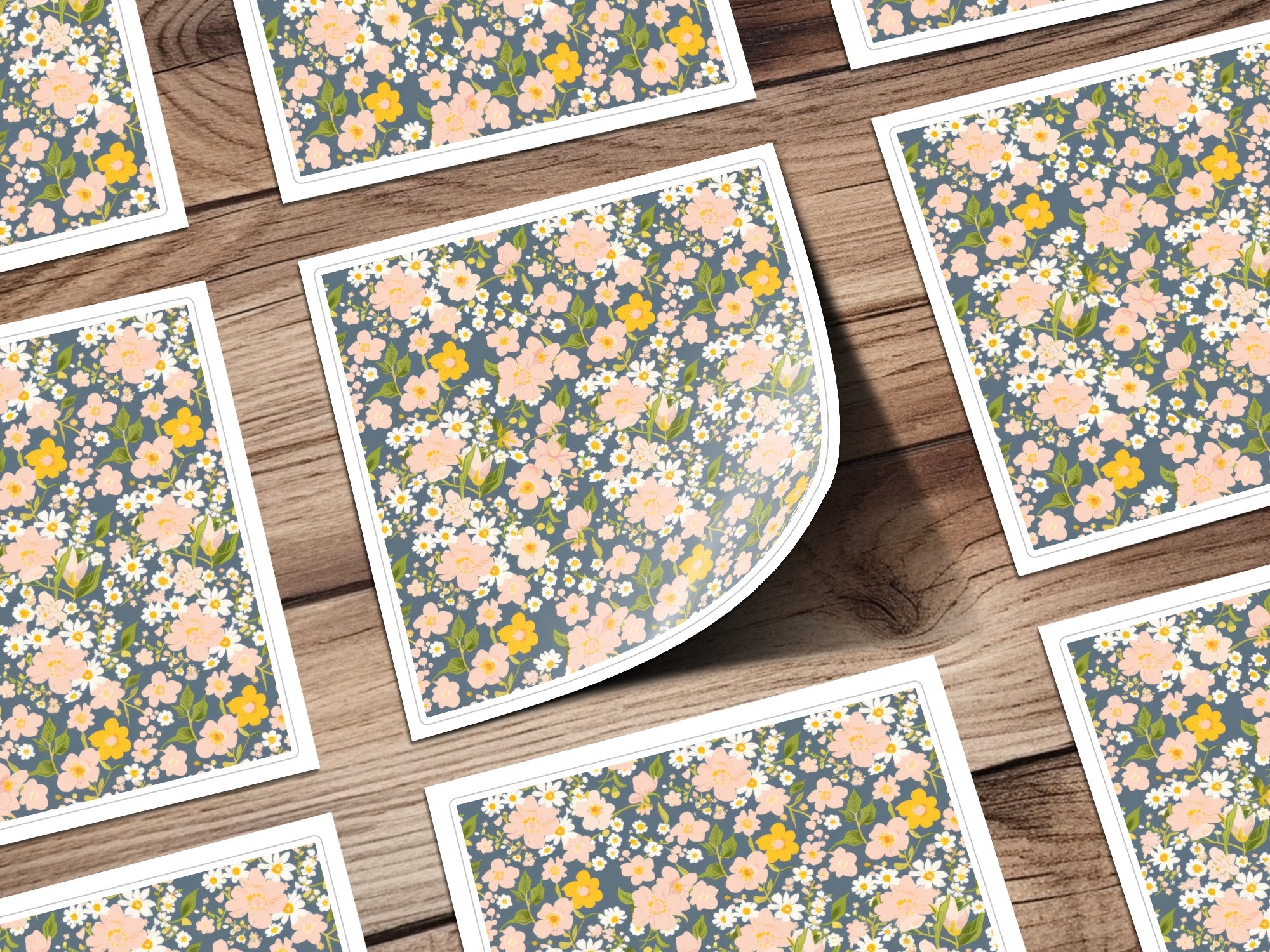Floral Pattern Square Stickers for Decorating Craft Projects