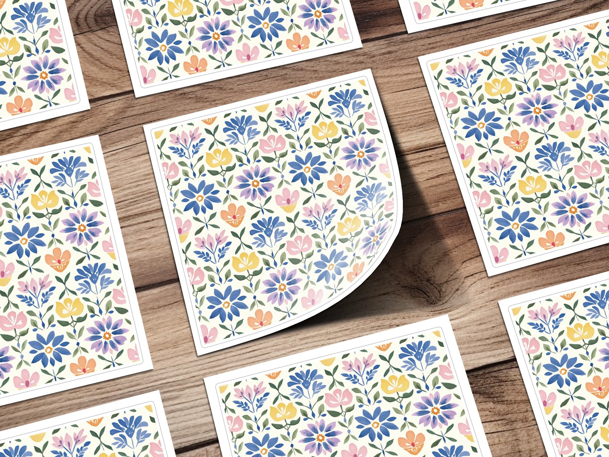 Vibrant Floral Pattern Square Sticker Sheets