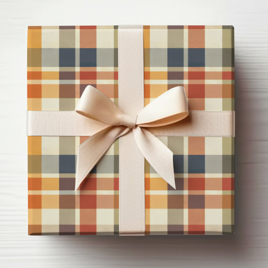 Elegant Plaid Pattern Gift Box with Ribbon Bow Product