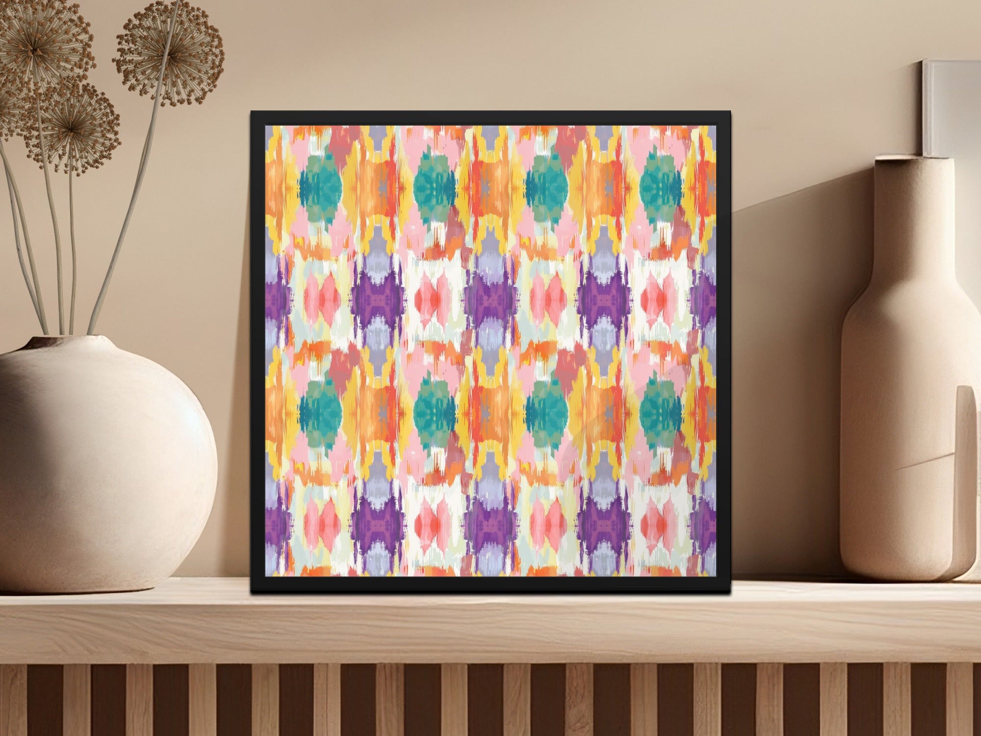 Vibrant Abstract Pattern Artwork in a Modern Frame Decor